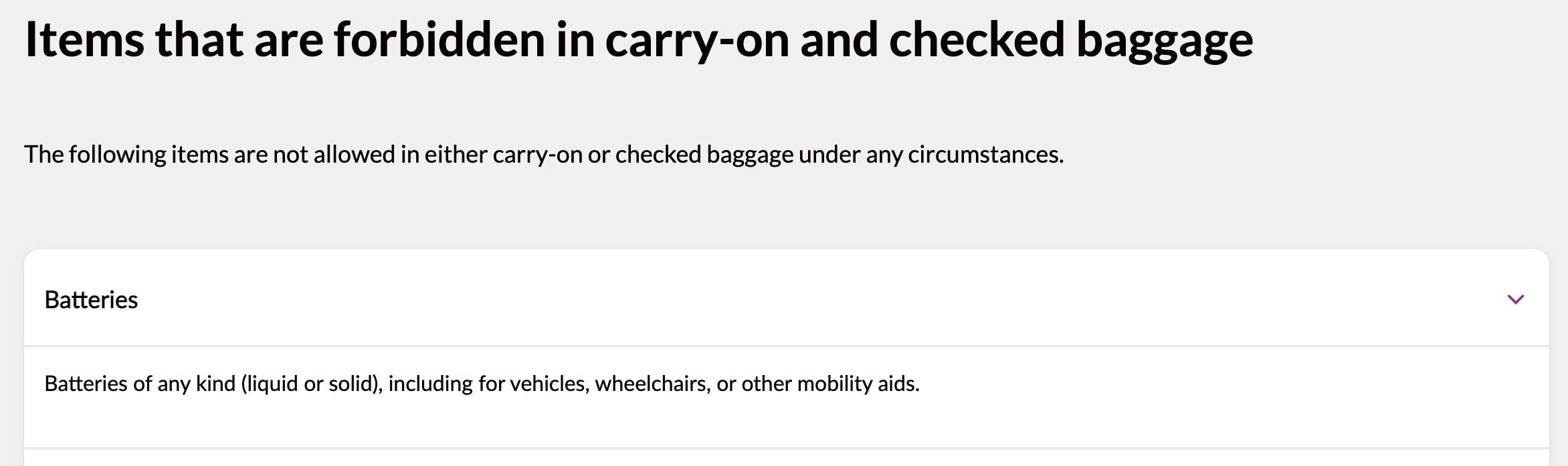Lithium-ion battery rules for Volaris Airlines